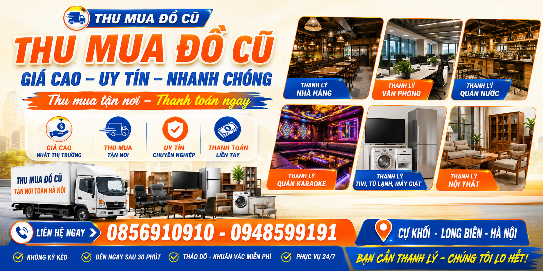 Đồ Cũ Nguyễn Gia — Thu mua thanh lý nhà hàng, văn phòng trọn gói tại Hà Nội